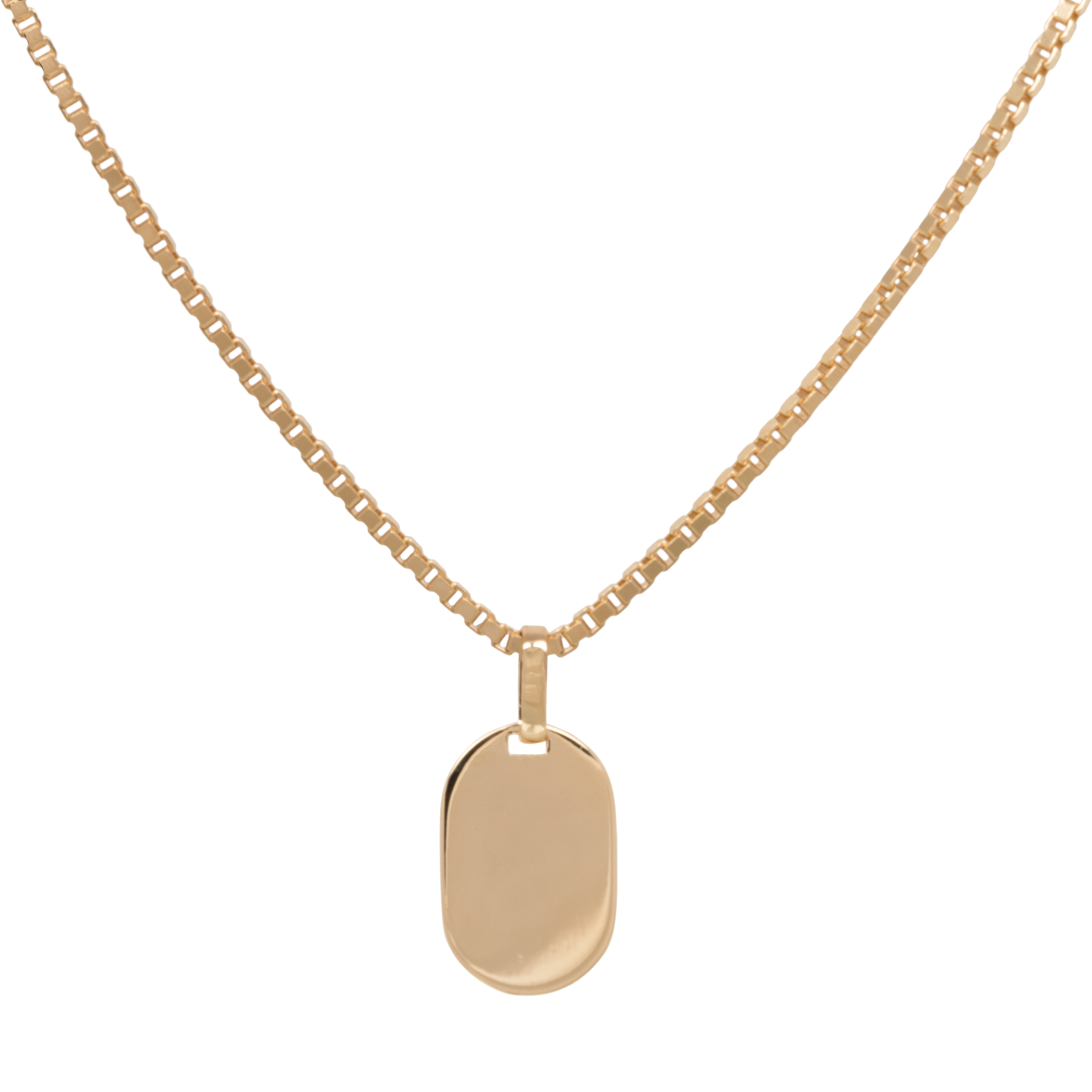 Minimal Oval Pendant with Box Chain