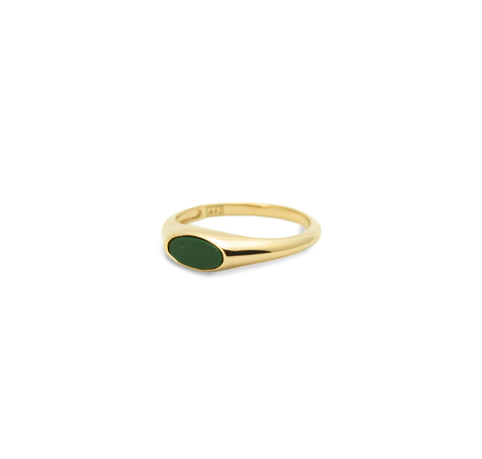 Bague sceau agate verte 